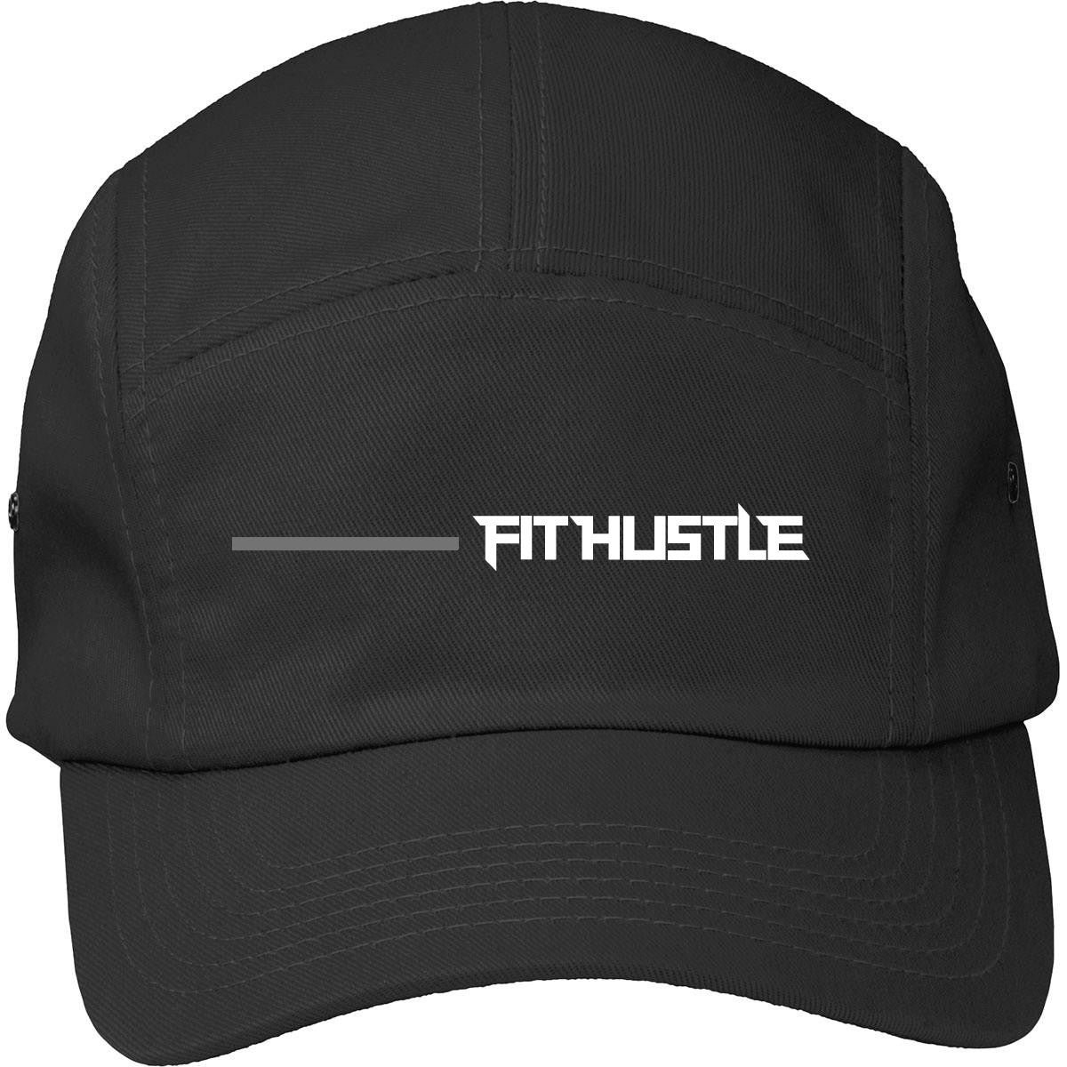 'Flat Line' - Black/Grey 5-Panel Hat Fabric: 100% Cotton twill