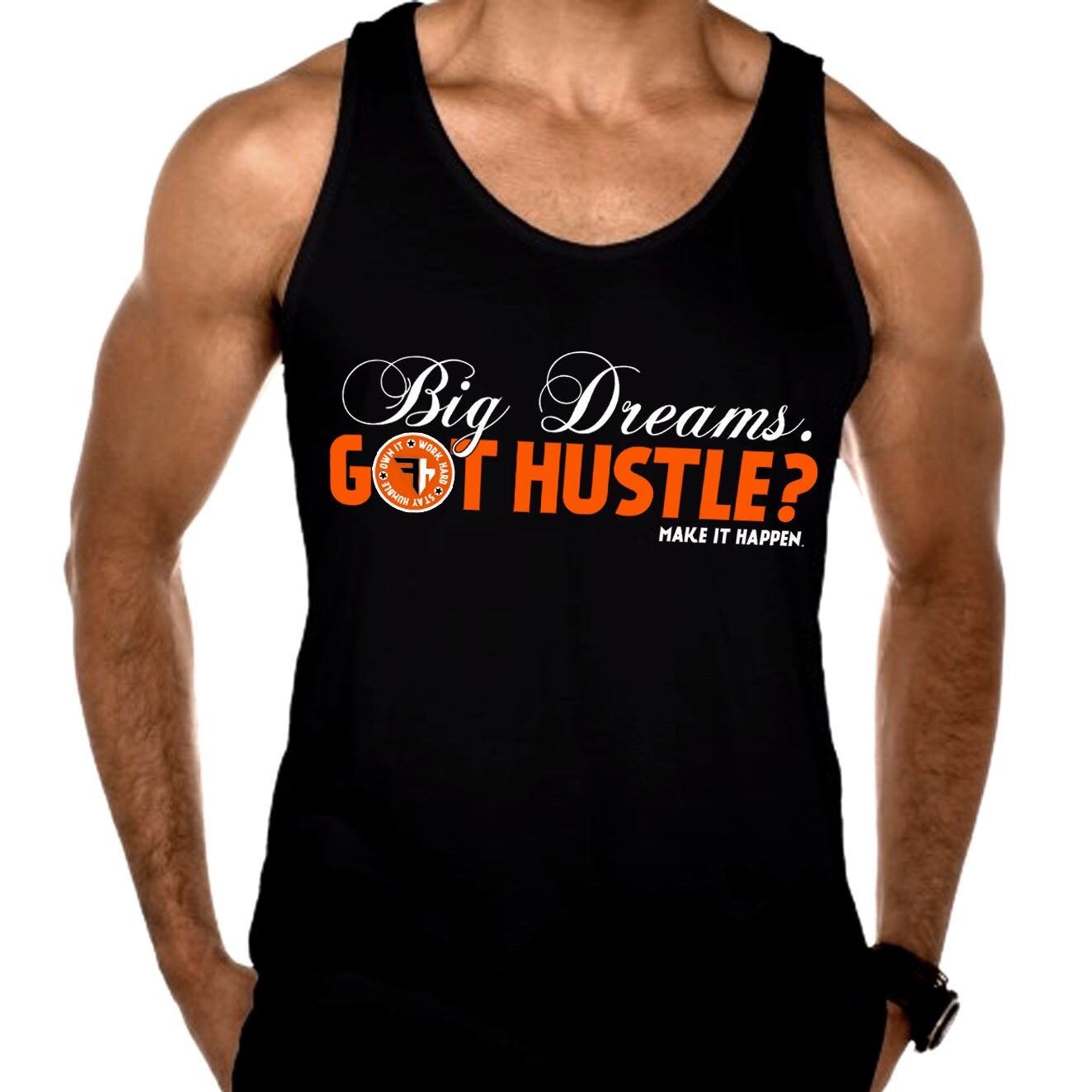 Charcoal Black TriBlend (Tank)-Big Dreams. Got Hustle? MAKE IT HAPPEN.