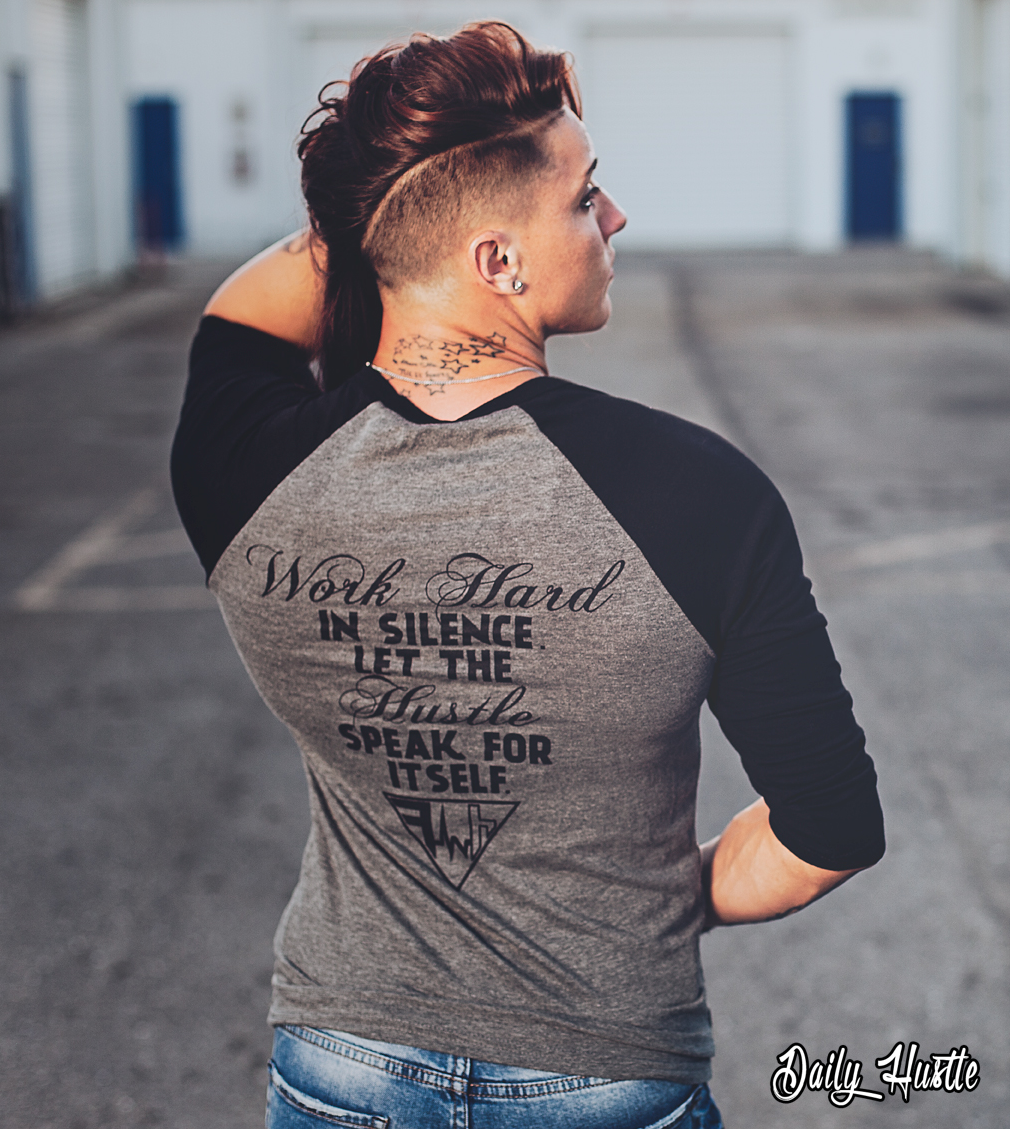 (Deep Heather/Blk) 3/4 Sleeve - "Work Hard In Silence" Back
